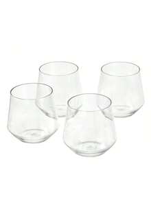 4 Pcs Highly Transparent, Stemless Wine Glasses Made Of Robust Plastic, Each With A Capacity Of 414 Milliliters And A Smooth, Scratch-Resistant Surface – A Set Of Four Glasses, Ideal For Patio Parties And Camping Trips. - 查看 1