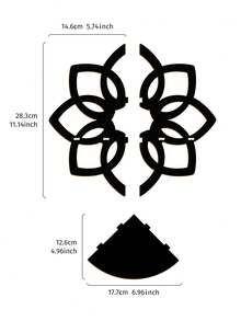 1pc Minimalist Black Line 8-Petal Lotus Bloom Shaped Decorative Floating Shelf/Shelves, Wooden DIY Assembly, Suitable For Candle Holder, Home Decor Corner Rack, Living Room Display Shelf, Small Item Storage - Black - View 6