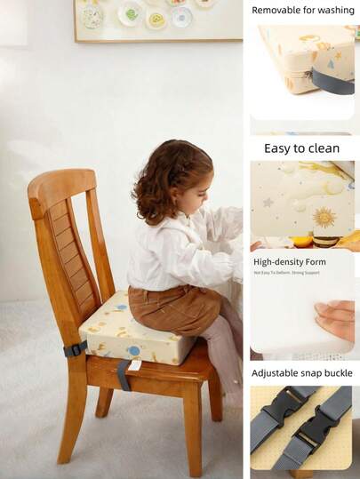 One Baby Booster Chair/Double Anti-Slip, Fixed And Non-Shifting, Kitchen Chair Booster Seat – Portable Height-Increasing Strong Support Seat Cushion For Toddlers, Comfortable, Removable And Easy-To-Clean.