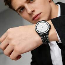 Reloj Casual ZOEA para Hombre, Correa , Esfera Elegante, Uso Diario y Trabajo - Correa-Negro/Caja-Plata - Ver 6