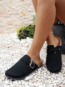 Dép lê đế dày unisex, dép xỏ ngón, dép đi trong nhà thông thường - màu đen - Xem 5