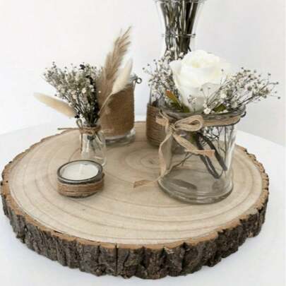 1 Wooden Cake Stand, Round Wooden Display Tray, Suitable For DIY Crafts, Birthdays, Weddings, Rustic Style Party Decorations, Tabletop Arrangements