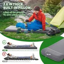 Elegear CumbreX Inflable Colchoneta Camping con Espuma Memoria 9.5R Individual Colchoneta Dormidos 7CM con Bomba de Pie Inflado Rápido de 20s Colchón Inflable para Acampar Camping 4 Estaciones Gris - Gris - Ver 4