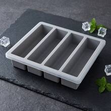 Silicone 4-Cavity Ice Cube Tray With Lid Reusable Non-Stick Butter Mold  Freezer Tray For Homemade Ice Cubes Butter Portions Baking - Xám – Dài - Xem 1