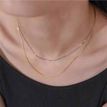 1条S925纯银闪亮项链，优雅简约设计，百搭性感锁骨链，素链无吊坠，送给女朋友的理想礼物 - 蛇鏈 - 查看 12