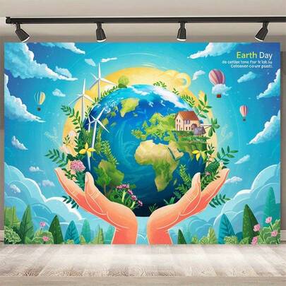 1 pieza Pancarta de fondo con tema de la Tierra, ideal para fondos de transmisión en vivo, decoración de fiestas, cumpleaños, aniversarios y decoración de habitaciones, jardines y patios. Fácil de usar para interiores y exteriores