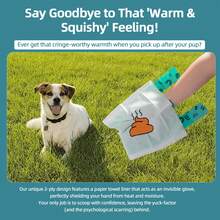 高级宠物粪便袋，内置纸巾，双层防漏，卫生狗狗粪便处理袋，适合遛狗和旅行 - 藍白色 - 查看 6