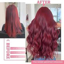 99J Burgundy Hair Clip In Hair Extensions Straight Human Hair 8Pcs 110g Clip In Extensions 100% Brazilian Remy Clip In Hair Extensions Real Human Hair Extensions Clip For Women 22inch - S99J - 查看 2