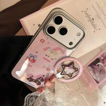 GUCADI 金色边框磁吸玫瑰金小马+梦幻玫瑰金星磁吸支架手机壳，兼容苹果 17 Pro Max、15 磁吸支架、13 硬壳手机。可爱、少女、创意、几何、卡通、萌系、小众、软妹、奢华风格 - 彩色 - 查看 8