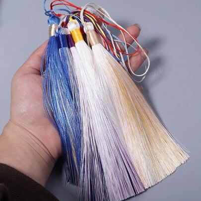 4个/包 16厘米双色流苏吊坠，中国风装饰，可用于服装、包包、汽车配件、DIY钥匙扣、手机挂绳