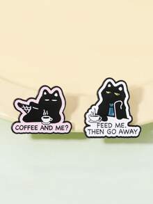 4pcs Creative Unique Cat Brooch, Cute Cat Reading Book & Drinking Coffee Lapel Pin, Versatile Clothing Accessory - Multicolor - View 6