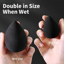 5Pcs Black Teardrop Makeup Sponges Set, Latex-Free Wet & Dry Dual Use B Eauty Blenders, Flawless Application For Foundation, Concealer & Powder Cosmetics - 黑色 - 查看 5