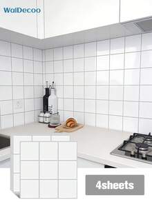 WalDecoo 4pcs/10pcs/20pcs Mosaik Kotak-kotak Tempel untuk Dinding Dapur, Kamar Mandi, dan Ruang Tamu - Mosaik kisi - View 16