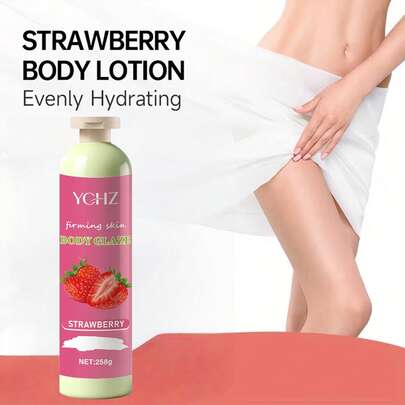 YCHZ Loción corporal de pastel de fresa, 258g. Enriquecida con extractos de fresa y vitamina E, esta loción corporal proporciona hidratación duradera y nutre la piel. La opción perfecta para el cuidado de la piel y un regalo ideal para amigos.