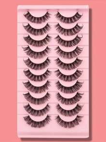 2 Pairs Russian Volume Style False Eyelashes, D Curl Thick & Curly, High Quality Self-Adhesive Eyelash Extensions, Popular Item - Black - View 1