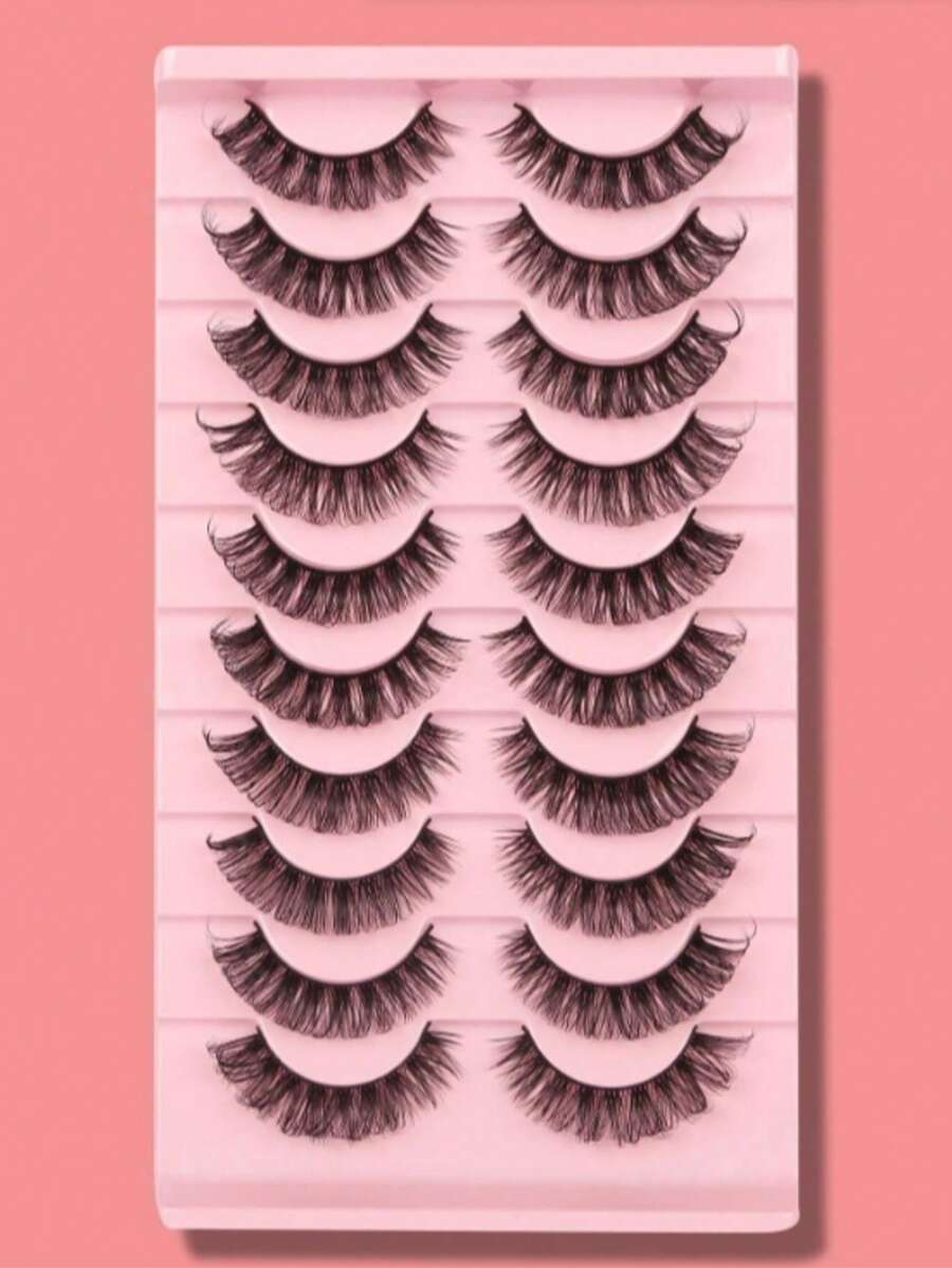 2 Pairs Russian Volume Style False Eyelashes, D Curl Thick & Curly, High Quality Self-Adhesive Eyelash Extensions, Popular Item - Black - View 1