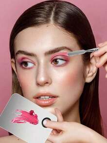 1/4pcs Professional Stainless Steel Makeup Tool Set, Including Palette, Spatula, Foundation Scoop And Foundation Brush, Multi-Functional Pigment Mixing Palette Suitable For Foundation, Eyeshadow And Nail Art, Essential Makeup Tools For Precise Color Mixing And Application - Multicolor - View 3