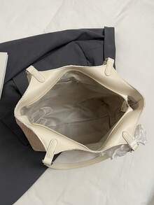 女士大容量草编蕾丝围巾手提包，夏季新款，多功能单肩包，质感十足，适合上课和通勤。 - 彩色 - 查看 9