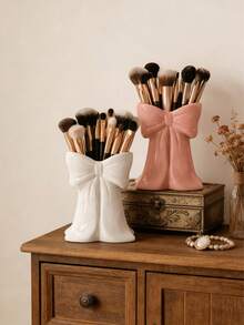 Single Bow Design Cosmetic Storage Box, Multi-Functional Desk Pen Holder For Lipstick, Eyeliner, Makeup Brushes, Vanity Table, Bathroom Cabinet - Multicolor - View 6