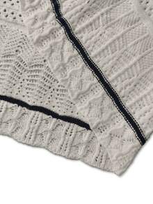 女士优雅简约黑白条纹无袖修身长款针织连衣裙，休闲沙滩镂空钩针罩衫泳衣裙，春夏秋季 - 淺灰色 - 查看 7