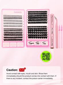 Rikuaild Bộ dụng cụ nối mi Lash Book Kit, 378/414/468 sợi mi giả D Curl, 60 sợi mi dưới + 60 sợi mi giả Fairy Spiky + 258 sợi mi giả 60D150D200D, kèm keo dán mi, nhíp và cọ, thích hợp để nối mi tại nhà. - Nhiều màu - Xem 3