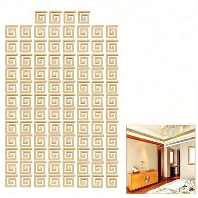 Bộ 100 miếng dán tường tự dính bằng acrylic màu vàng và bạc, mỗi miếng có kích thước 4,8 cm. Những miếng dán này thích hợp sử dụng trong phòng khách, phòng ăn, phòng ngủ, phòng tắm, văn phòng, phòng tập thể dục và phòng trưng bày. Là lựa chọn lý tưởng cho trang trí nhà cửa và nội thất, chúng cũng hoàn hảo cho các dự án DIY liên quan đến việc trang trí tường, góc nhà và chân tường.