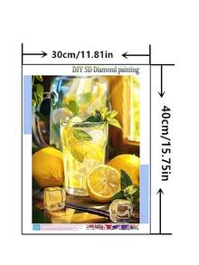 1pc DIY Diamond Painting Kit, Fruit Lemon Design, Full Drill, Home Decor, 30*40cm/40*50cm - Sets - View 9