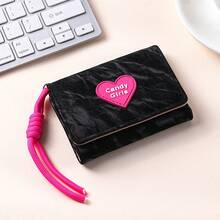 1 Cute Pink Love Button 30% Coin Purse-Multi-Function Card Holder Lady's Wallet, Rose Red/Black/White Multicolor Optional, PU Craft Meticulous, Suitable For Parties, Classrooms, Parties, High-End Occasions. - Multicolor - View 16