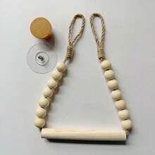 1 Stück Toilettenpapierhalter mit Holzstab und Perlen, Küche Badezimmer Holzstab & Perlen Küchenrollenhalter, Handtuchhalter, Landhausstil nordischer Stil Holz Handtuchhalter, Wohndekoration Küchenrolle & Handtuch Aufbewahrung Hängeaccessoire - Verschiedenfarbig - Übersicht 8