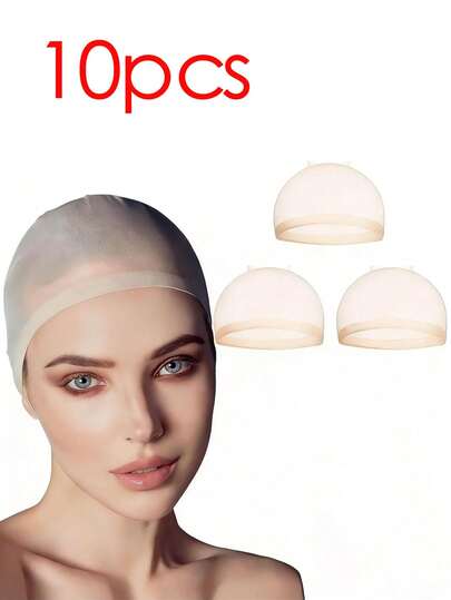 10pcs Invisible Hair Nets, High Elastic Nylon Breathable Nude Color Hair Nets, Ultra-Thin Transparent Lace Hair Nets, Suitable For Special Occasions, Daily Styling And Holiday Hairstyles, Comfortable All Season, Ideal As A Gift