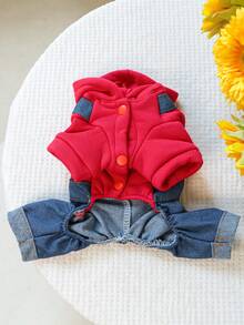 1pc Pet Clothes, Cute 4-Leg Suspender Pants Outfit For Small Dogs & Cats - Blue - View 7