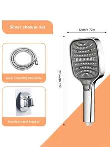 Cabezal de ducha cuadrado de alta presión con filtro de 8 ajustes y panel grande, conjunto de cabezal de ducha de mano con manguera de 59 pulgadas y soporte de pared, ajuste universal G1/2, incluye válvula de cierre, ideal para el hogar, hotel, apartamento, sala de ducha y baño del gimnasio, mejore su baño para una experiencia de baño de lujo, gran regalo para familiares y amigos - Multicolor - Ver 18