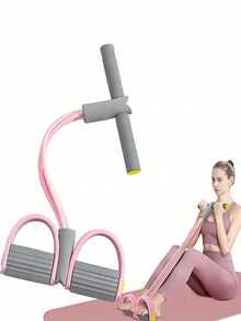 1pc Elastic Yoga Foot Strap Resistance Band, Multi-Functional Stretching Leg Trainer, Perfect For Abdominal/Waist/Arm/Leg Stretching And Slimming - Ash Powder - View 3