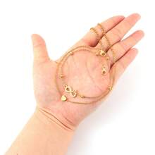 2pcs/Set Gelang Kaki Simbol Hati & Tak Terhingga Model Baru, Gelang Kaki Berlapis Manik-Manik Stainless Steel Emas untuk Wanita - Yellow Gold - View 3