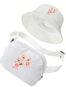 Women's Fashionable Outdoor Waist Pack, White Sun Hat Features A Unique Pink Rose Design And Lettering. Running Waist Bag, Women's Crossbody Chest Bag With Adjustable Shoulder Strap, Suitable For Daily Use, Outdoors,Travel Essential - Multicolor - View 21