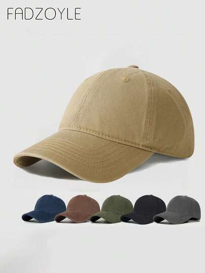 FADZOYLE 1pc Solid Color Baseball Cap Hat Adjustable Low Profile Unstructured Trucker Cap Dad-Hat Solid Color Hip-Hop Cap Men Women Unisex For Outdoor Trave Gifts Convenient Accessories