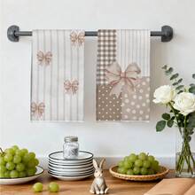 MEMNUN 2件裝棕色蝴蝶結拼接波點花卉條紋格紋印花廚房抹布 40*60cm/45*70cm 超細纖維聚酯材質 現代柔軟洗碗布 廚房抹布、洗碗布、手巾、抹布、家居裝飾、廚房裝飾 烹飪烘焙手巾 廚房配件 可機洗 清潔日用品 適用於餐廳廚房家居裝飾與送禮 全季節 - 彩色 - 查看 6