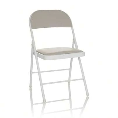 Tudela W 803016 Folding Chair Padded Faux Leather Visitor Chair Foldable up to 130 kg Load Capacity Grey