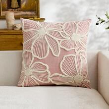 1 buah Sarung Bantal Hias Bordir Bunga Merah Muda Minimalis Modern, Sarung Bantal Bunga Musim Semi/Panas, Cocok untuk Dekorasi Dalam Ruangan, Sarung Bantal Sepanjang Musim, Isian Bantal Tidak Termasuk - Berwarna merah muda - View 12