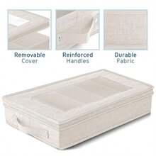 Almacenamiento de cubiertos y utensilios caja de almacenamiento de cubiertos duradera con divisores acolchados funda de almacenamiento de cubiertos de 5 compartimentos funda de cubiertos con asas - Crema - Ver 5