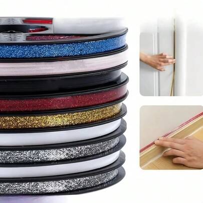 1 Rollo de 6M Cinta selladora autoadhesiva, resistente al agua, anti-moho y anti-suciedad, adecuada para bordes de lavabos de baño, espacios de bañeras, pisos de baldosas de salas de estar, fácil de rasgar y pegar, 8mm de ancho, elegante y duradera