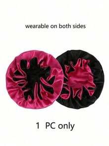 1pc Dual-Color Satin Sleeping Cap, Silk Bonnet - One Size Fits All - View 3