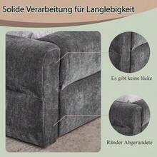 Double Bed 140*200cm, Chenille Fabric, Comfortable Backrest, Sturdy Eucalyptus And Iron Frame, Easy To Assemble, Dark Grey (Without Mattress) - Dark Grey - View 5