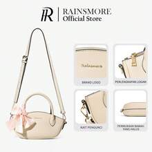RAINSMORE Cute Bow Mini Dumpling Bag, PU Leather Top Handle Crossbody Bag, Adjustable Strap, Multi-Color Options, Sweet Small Purse For Work & Date - Multicolor - View 3