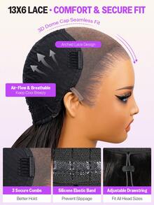 MEGALOOK 13x6 3rd Generation Seamless Silky Straight Human Hair Wig - 100% Real Human Hair Pre-Cut Ear To Ear Transparent Lace Hairline Pre-Trimmed Pre-Bleached Knots No Glue Needed Wig, Brown Blonde Ombre Roots, 180% Density, 18-30 Inches, Beginner Friendly Natural Daily Wear - SP4/27 - View 7