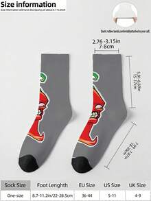 1 Pair Of Novelty Socks, Personalized 360 Print Socks, Unisex, Versatile Fashion Mid-Calf Socks, Street Style Couple Socks - Grey - View 6