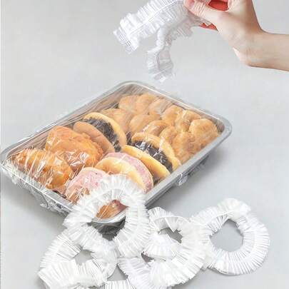 10/30/50pcs Large Transparent Food Preservation Film Covers, Food Tray Preservation Film Covers, Kitchen Food Covers, Plastic Bags, Food Storage Bags, Bread Covers, White Food Covers, Plastic Packaging Film, PE Preservation Film Bags, Kitchen Storage, Household Plastic Packaging