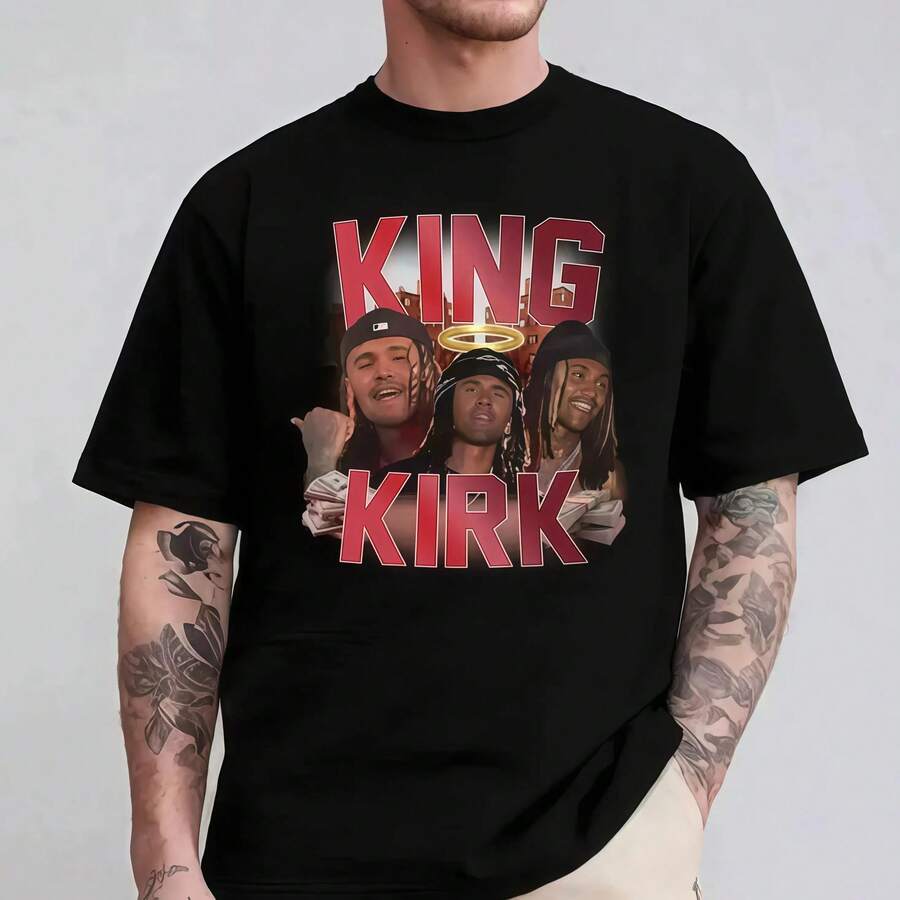 Inspired By The Character Of King Kirk, This Unisex Pure Cotton Streetwear T-Shirt Is A Fashionable And Casual Top Suitable For Both Men And Women, Versatile And Perfect For Everyday Wear. - 黑色 - 查看 1