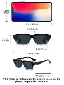 1 Cặp kính thời trang nam gọng vuông màu đen và xanh dương, kiểu dáng hiện đại, cá tính. - Đen và xanh - Xem 4