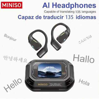 Miniso Die kabellosen Bluetooth-Kopfhörer M98 übersetzen ca. 150 Sprachen, verfügen über OWS Bluetooth 5.4, ein Farbdisplay, sind offen gestaltet und bieten zahlreiche Funktionen, darunter die Kamerasteuerung über den Bildschirm. Ein ideales Geburtstagsgeschenk.